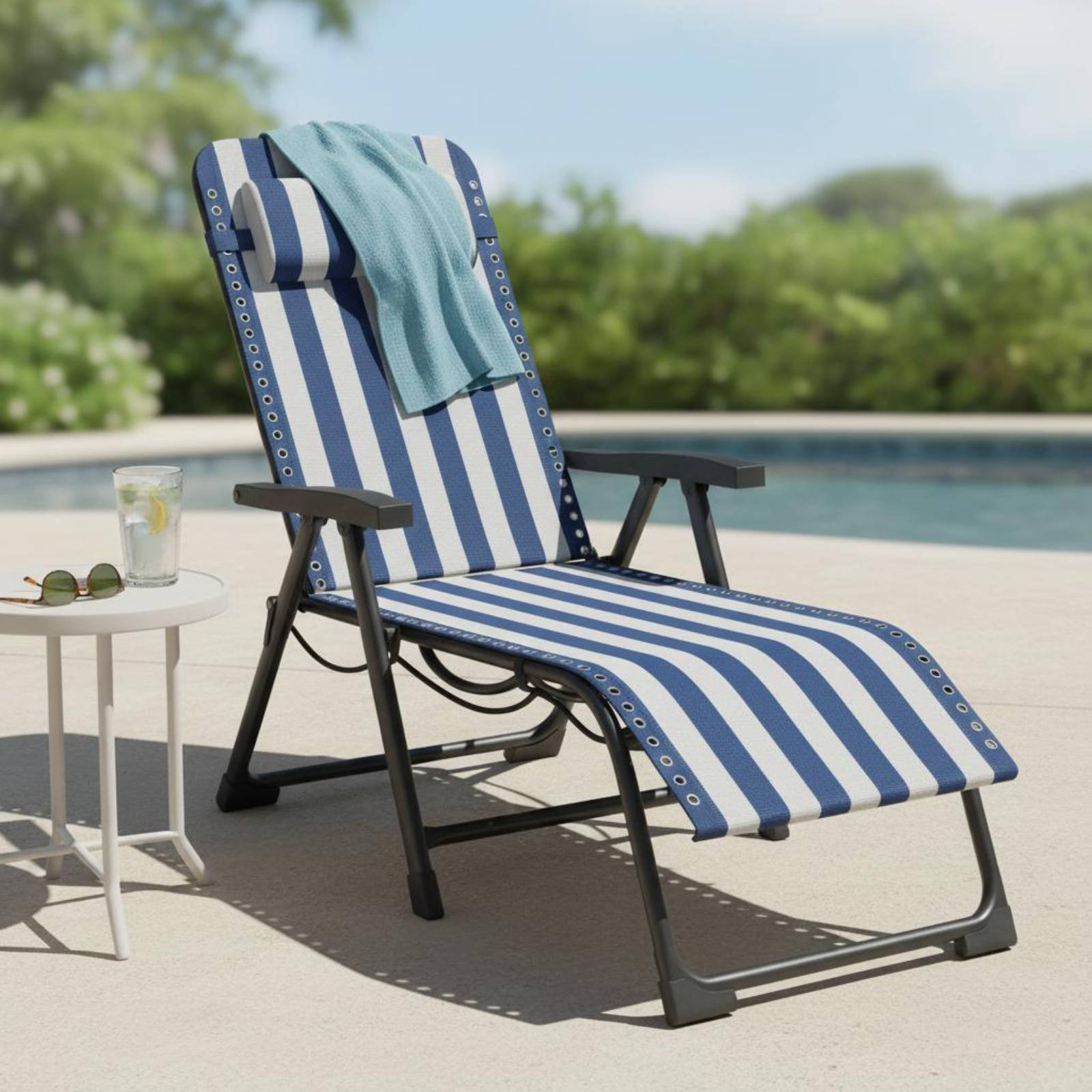Home Textiles & Decorations - Recliner met textielpaneel Gestreepte relaxstoel met