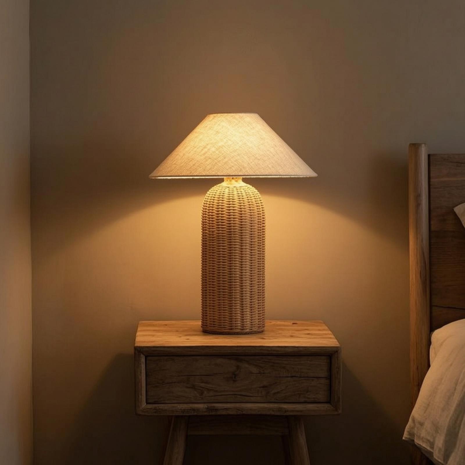 Bedlampje met rotan voet en st - Home Textile recensie en prijs