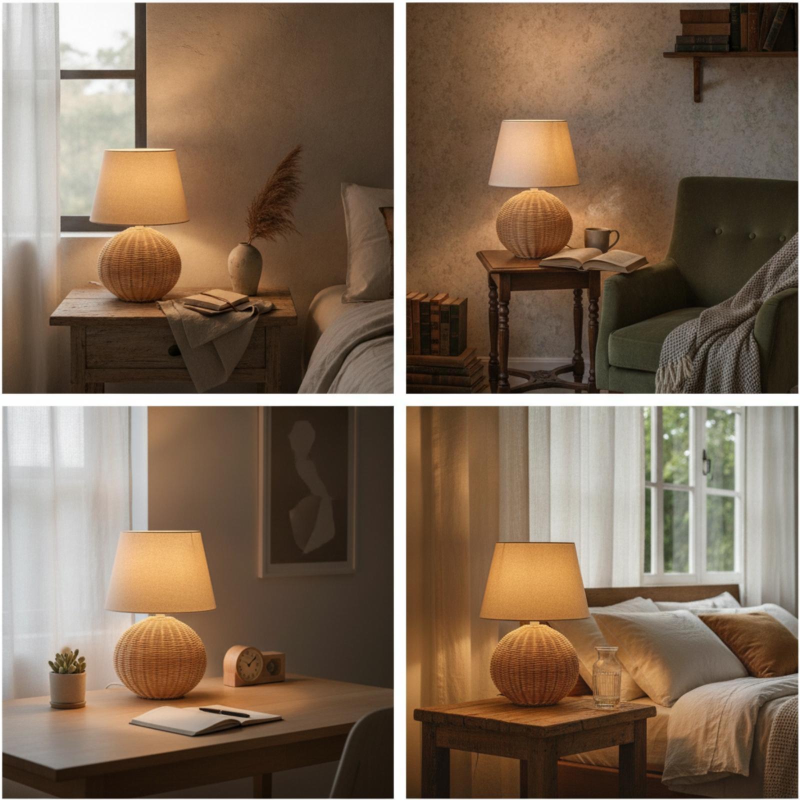 Bedlampje met rotan voet en st - Home Textile recensie en prijs