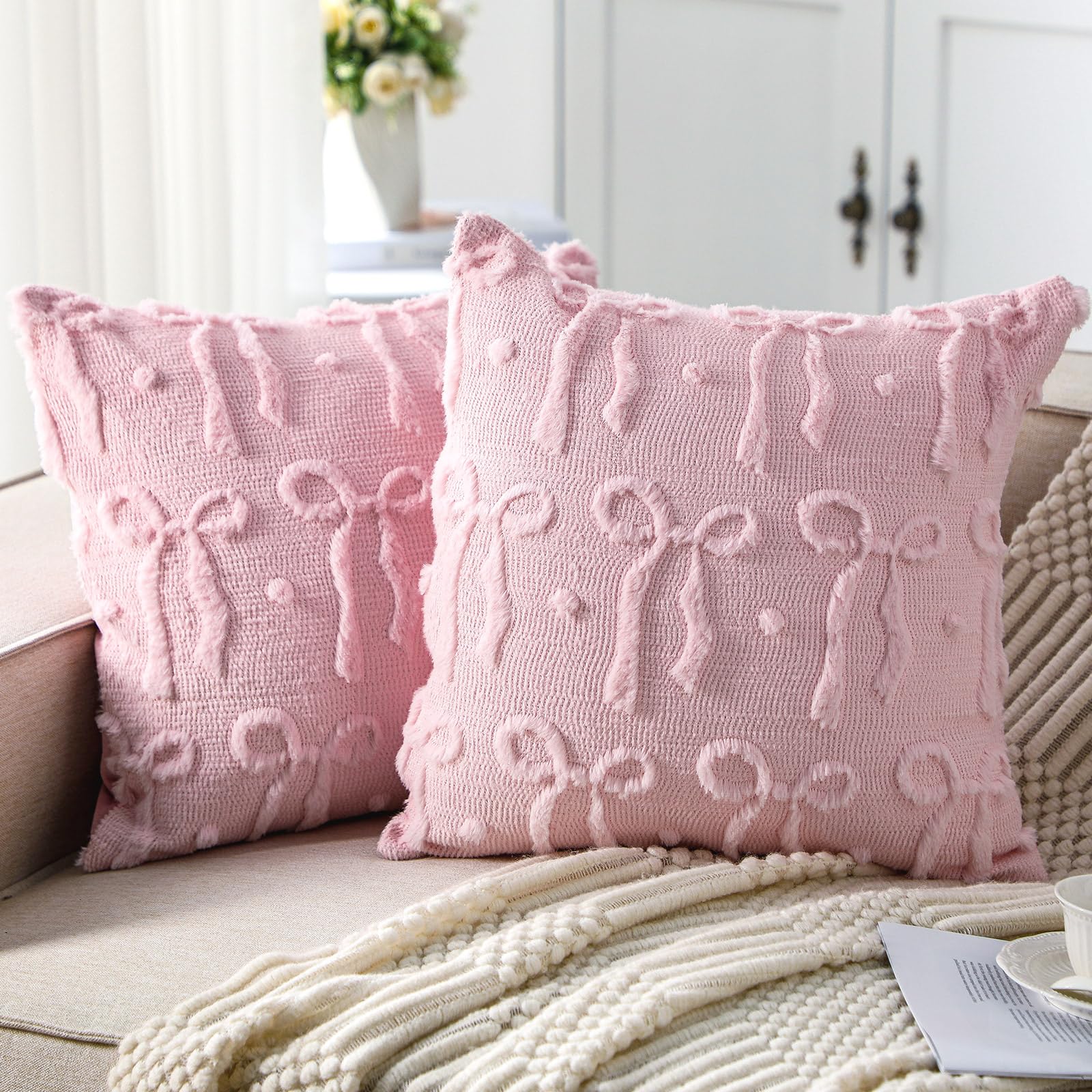 Roze Strik Sierkussen Covers 1 - Pillow Insert 18X18 recensie en prijs